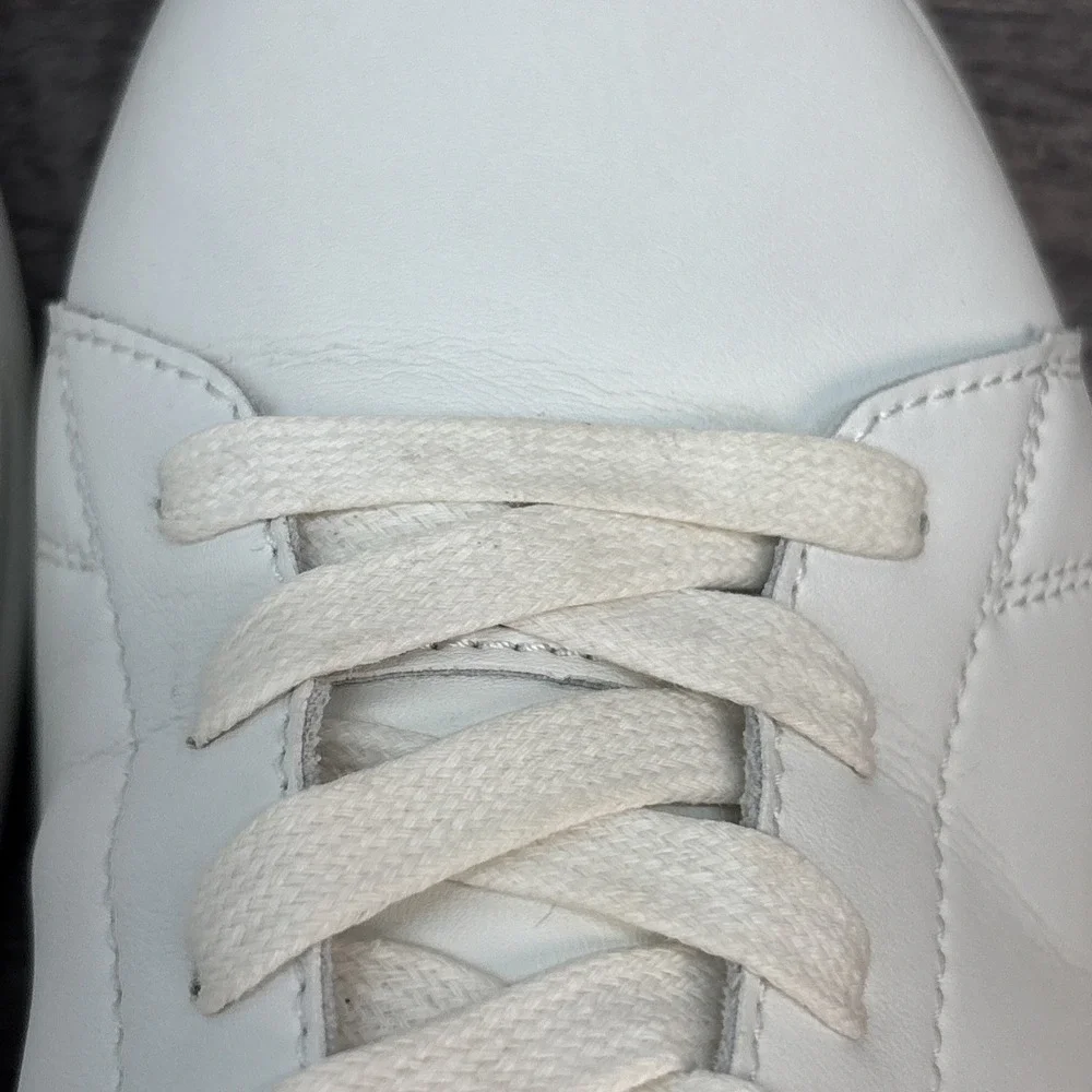 KURU Roam Women's 9 Classic Court Sneaker Leather‎ Shoe Bright White-Pale Lime